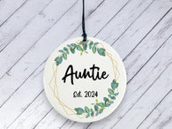 Pregnancy Reveal Gift for Auntie - Botanical Ceramic circle