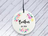 Pregnancy Reveal Gift for Brother - Floral Ceramic circle