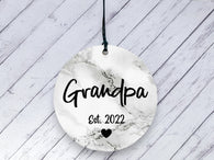 Pregnancy Reveal Gift for Grandpa - Marble Ceramic circle