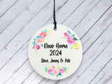 New Home Gift 2022 - Floral Personalised Ceramic circle