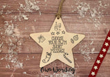 Wooden Colour In Doodle Star Ornament or magnet - Merry Xmas to the best Pre-School Teacher