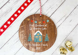 Dark Wood Circle Decoration - Teal house first xmas at address