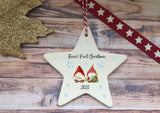 Ceramic Hanging Star Decoration Xmas gnome & snowflakes baby's first xmas