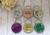 Personalised Double Sided Keyring Glitter